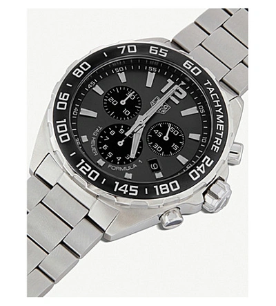 Shop Tag Heuer Caz1011.ba0842 Formula 1 Stainless Steel Chronograph Watch In Silver/black