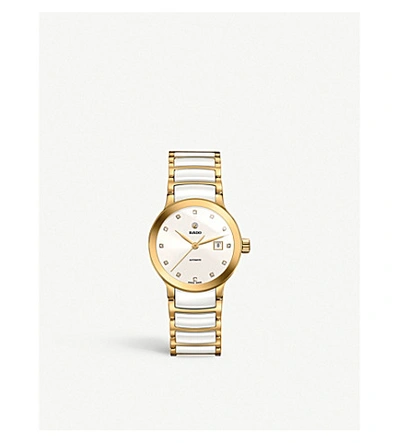 Shop Rado R30080752 Centrix Rose Gold And Ceramic Watch