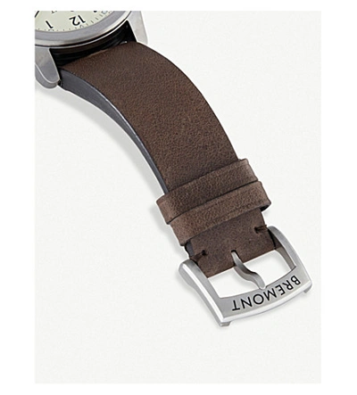 Shop Bremont T1084082203700 Alt1-p2 Stainless Steel Chronograph Leather Strap Watch In Brown