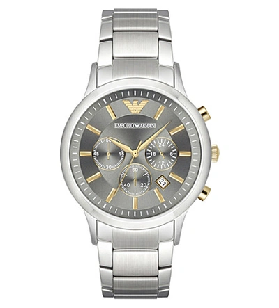 Shop Emporio Armani Ar11047 Renato Stainless Steel Watch In Silver
