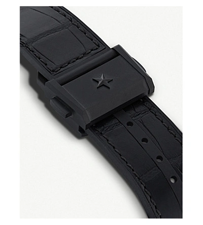 Shop Zenith 24.9000.9004/78.r582 Defy El Primero Aluminium And Leather Strap Chronograph Watch In Black
