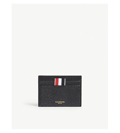 Shop Thom Browne Leather Card Holder In Black