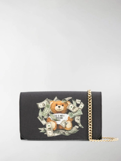 Shop Moschino Dollar Teddy Crossbody Bag In Black