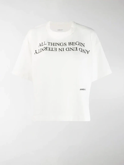 Shop Ambush Slogan Print Boxy T-shirt In White