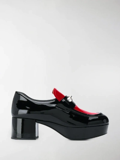 Shop Miu Miu Crystal-embellished Loafers In Black