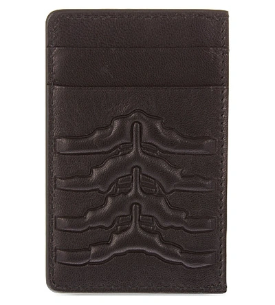 Shop Alexander Mcqueen Ribcage Leather Card Holder In Black