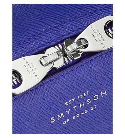 Shop Smythson Panama Small Cross-grain Leather Backpack In Cobalt