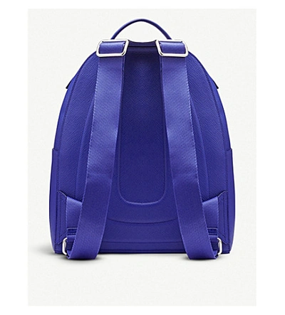 Shop Smythson Panama Small Cross-grain Leather Backpack In Cobalt