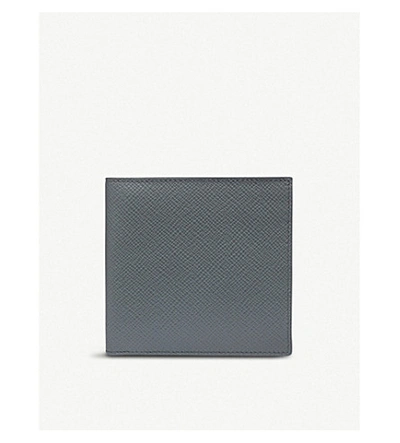 Shop Smythson Panama Leather 8 Card Wallet In Smoke