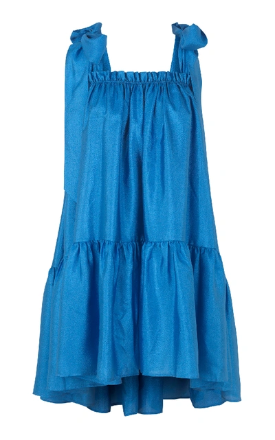 Shop Stine Goya Serena Ruched Shoulder Tie Dress In Blue