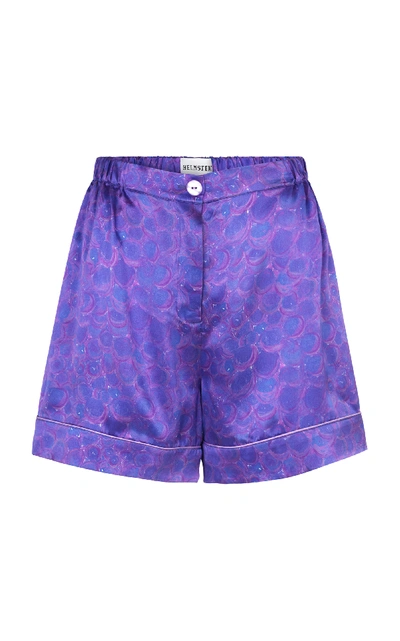 Shop Helmstedt Silk Satin Pj Shorts In Purple