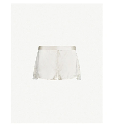 Shop Aubade Soie D'amour Silk-satin Pyjama Shorts In Nacre