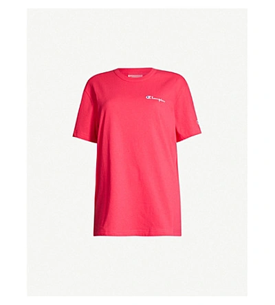 Shop Champion Logo-print Cotton-jersey T-shirt In Pink