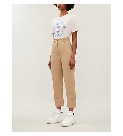Shop Tommy Jeans Logo-print Cotton-jersey T-shirt In Roseate Spoonbill