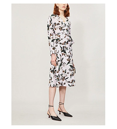 Shop Diane Von Furstenberg Ellie Floral-print Silk Wrap Dress In C Floral Lavnd Fog
