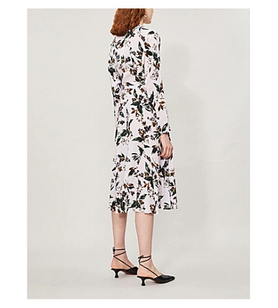 Shop Diane Von Furstenberg Ellie Floral-print Silk Wrap Dress In C Floral Lavnd Fog