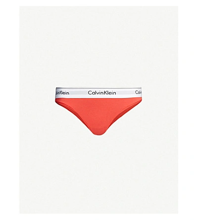 Shop Calvin Klein Modern Cotton Stretch-cotton Bikini Briefs In Lfx Fire Lily