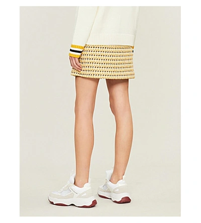 Shop Maje High-waist Tweed Skirt In Yellow