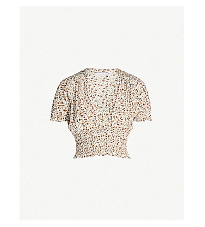 Shop Faithfull The Brand First Light Floral-print Rayon Crop Top In Aurelia Floral