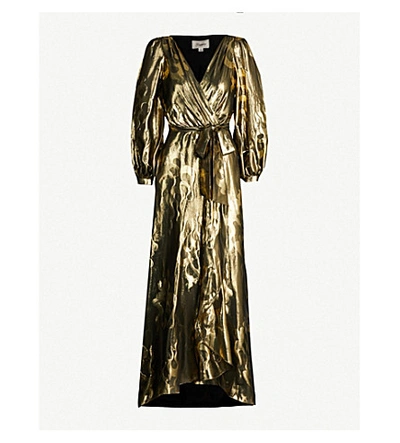 Shop Temperley London Eda Metallic Lamé Midi Dress In Black