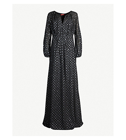 Max Mara Lidia Glitter Dotted Crepe Dress In Black Modesens