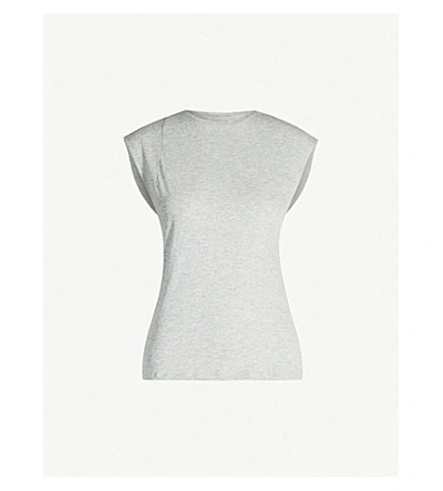 Shop Frame Le Mid Rise Muscle Tee Cotton-jersey T-shirt In Gris Heather