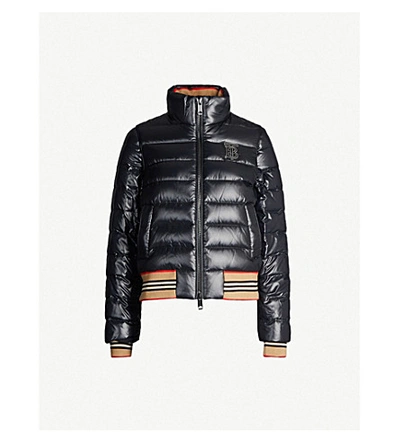 Shop Burberry Hessle Signature-striped Shell-down Jacket In Black