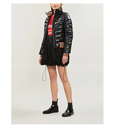 Shop Burberry Hessle Signature-striped Shell-down Jacket In Black