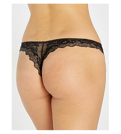 Wacoal Lace Perfection Stretch-lace Tanga Briefs In Charcoal
