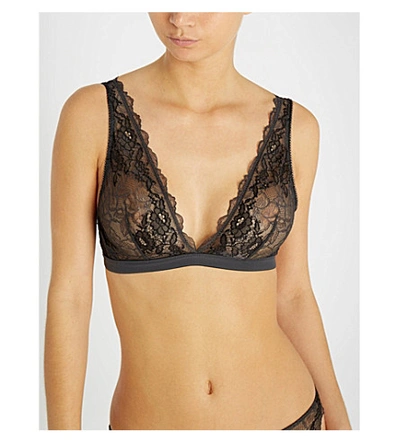 Wacoal Lace Perfection Stretch-lace Tanga Briefs In Charcoal
