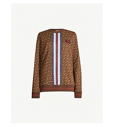 Shop Burberry Brand-print Regular-fit Cotton-jersey Sweatshirt In Bridle Brown Ip Pttn