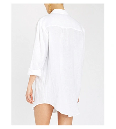 Shop Asceno Boyfriend Long-sleeved Linen Shirt In Bright White