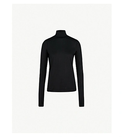 Shop Joseph Turtleneck Silk-jersey Top In Black