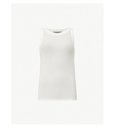 Shop Allsaints Womens Chalk White Rina Stretch-jersey Tank Top M