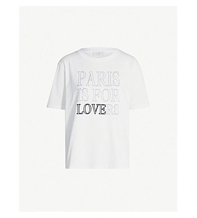 Shop Sandro ‘paris Is For Lovers' Slogan Cotton-jersey T-shirt In White
