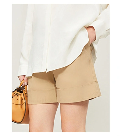 Shop Diane Von Furstenberg Shiana High-rise Linen-blend Shorts In Chino