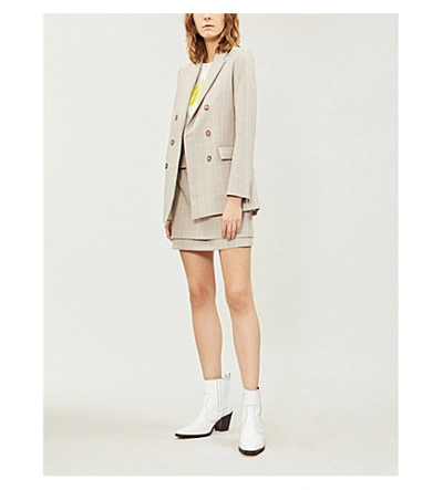 Shop Maje Jikam Checked Woven Mini Skirt In Carreaux