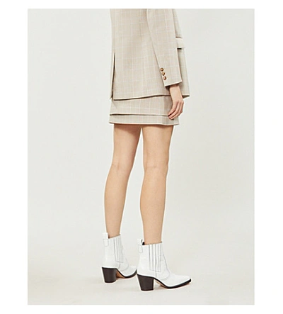 Shop Maje Jikam Checked Woven Mini Skirt In Carreaux