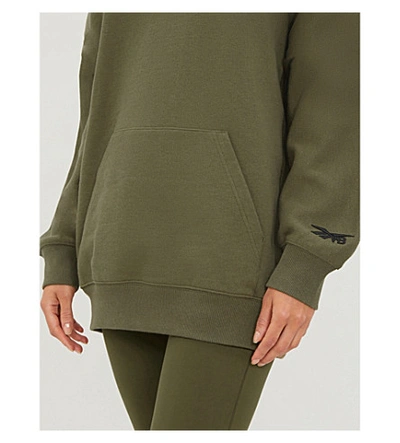 Shop Victoria Beckham Relaxed-fit Brand-embroidered Cotton-jersey Hoody In Vb Army Green