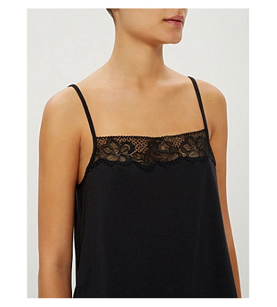 Shop Calvin Klein Ck Black Jersey And Lace Camisole In 001 Black