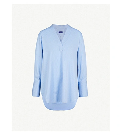 Shop Joseph Eamon Striped-pattern Cotton Shirt In Blue