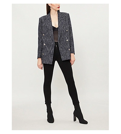 Shop The Kooples Double-breasted Cotton-blend Woven Blazer In Blaw4