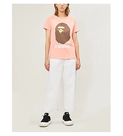 Shop Bape Logo-print Cotton-jersey T-shirt In Pink