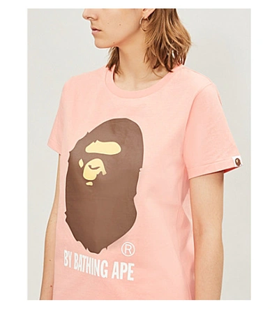 Shop Bape Logo-print Cotton-jersey T-shirt In Pink