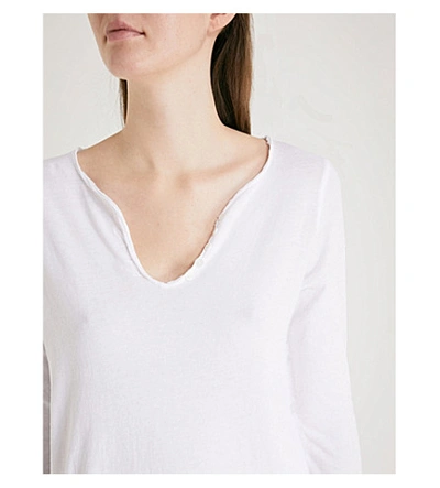 Shop Zadig & Voltaire Ladies Blanc White Tunisien Cotton-jersey Top