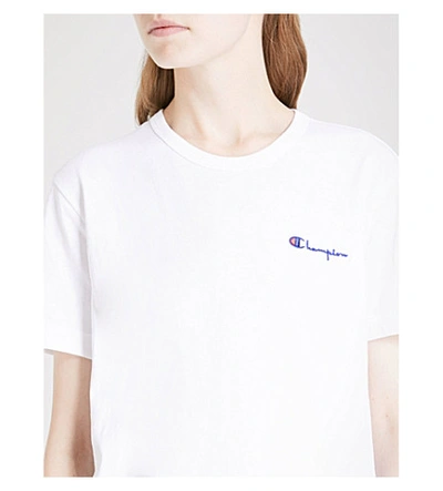Shop Champion Logo-print Cotton-jersey T-shirt In Wht