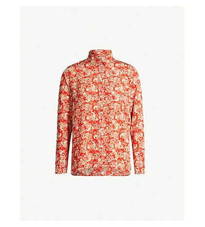 Shop Sandro Paisley Silk Shirt In Red