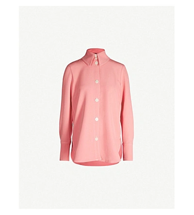 Shop Stine Goya James Contrast-stitched Crpee Shirt In Rose