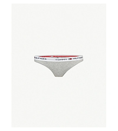 Shop Tommy Hilfiger Iconic Stretch-jersey Bikini Briefs In Grey Heather