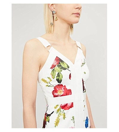Shop Ted Baker Amylia Berry Sundae Floral-print Stretch-crepe Bodycon Dress In White